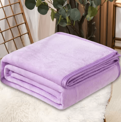 Inspire Curations Soft Coral Fleece Travel And Bed Blanket light Purple 100x150cm