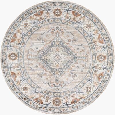 Livabliss Lillian Machine Washable Medallion Border Area Rug