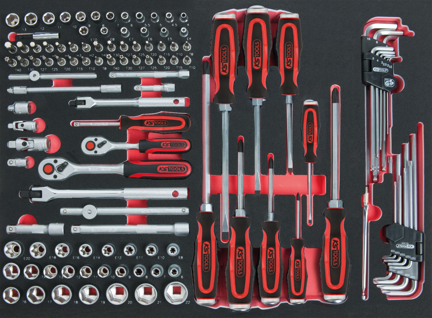 KS Tools 1/4"+3/8" SCS Steckschlüssel-Satz, 118-teilig in 1/1 Systemeinlage (711.0118)