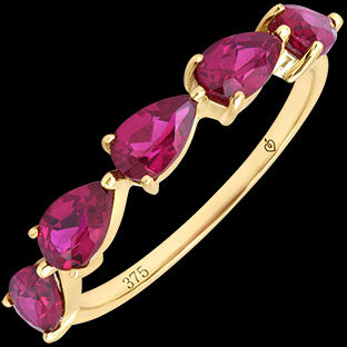 Edenly Alura Ring â€“ 9-karÃ¤tiges Gelbgold und synthetische Rubine