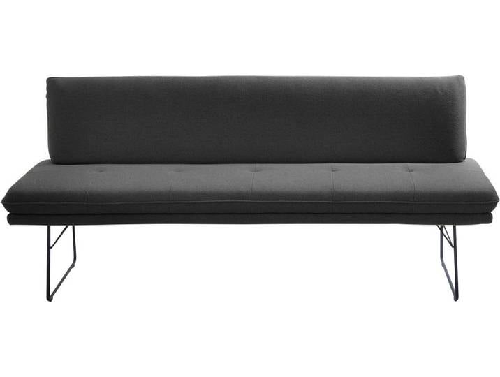 Polsterbank, Anthrazit, 195x65 cm, Flachgewebe, Hoher Sitzkomfort, Modern, K+W-Polstermöbel
