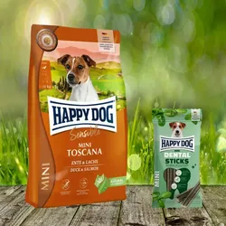 Happy Dog Supreme Mini Toscana 4 kg + Happy Dog Dental Snacks Dental Sticks Mini *geschenkt*