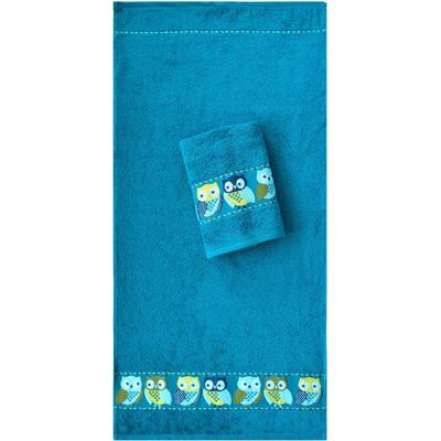Handtücher DYCKHOFF "Eulen", blau (petrol), B:50cm L:100cm, Walkfrottee, Obermaterial: 100% Baumwolle, Handtücher, mit süßen Eulen