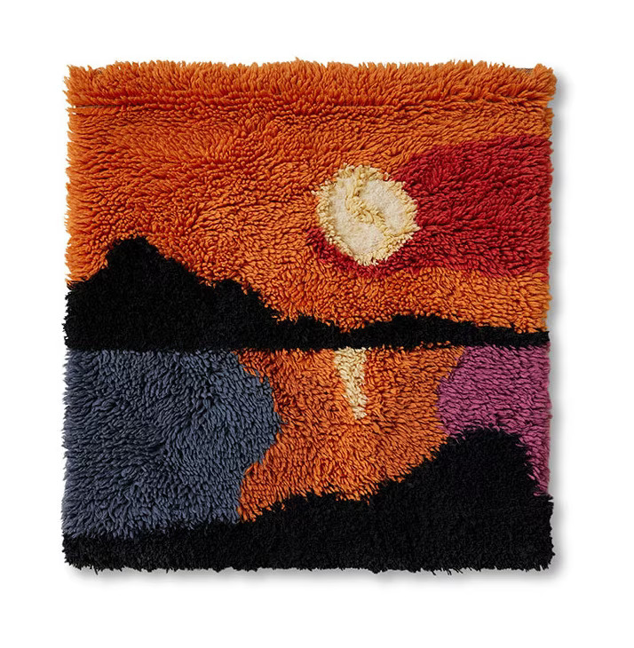 HKliving Wandkleed Sundown Wol - Oranje - 120 x 120 cm