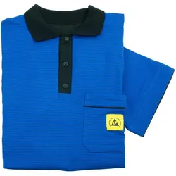 Wetec, Arbeitsoberteil, ESD-Polo-Shirt light, mit schwarzem Kragen, Grösse S, blau (S)