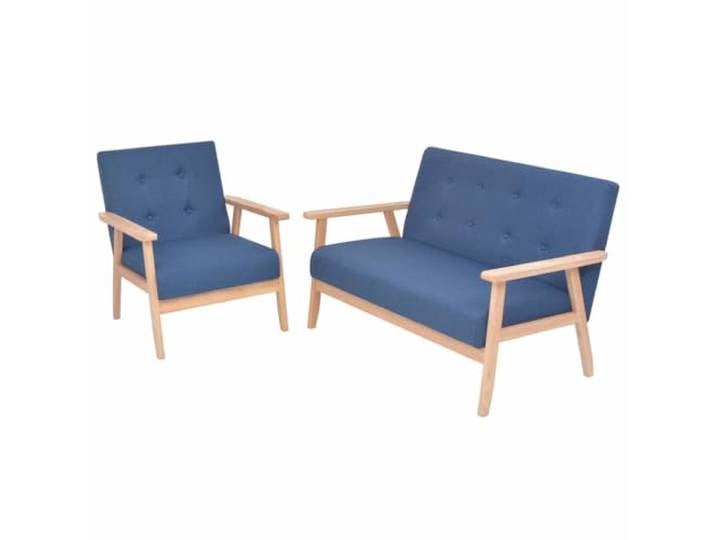 HEFZGDB Skandinavisches Design Sofagarnitur 2-TLG Stoff Blau Sessel und 2-Sitzer Sofa Massivholz Rahmen Polyester Bezug Bequeme Sitzmöbel Langlebige Polsterung Wohnzimmer Einrichtung
