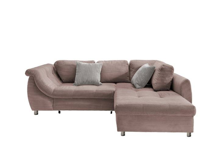 freiraum Polsterecke Allin, in rosa / silber, Cord - 250x66x190cm (BxHxT)