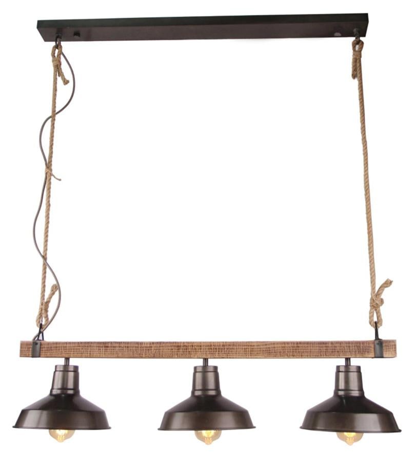 Various GmbH Hanglamp Max Schwarz/hout, hoogte verstelbaar, max. 3 x 40W E27