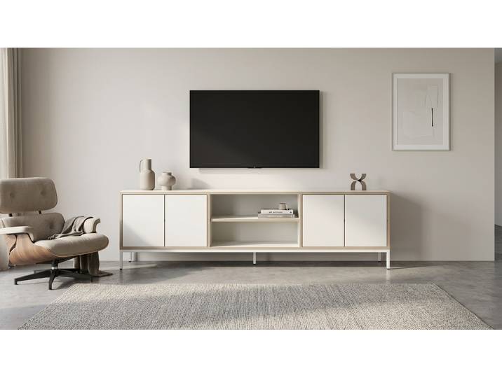 Pickawood Lowboard nach Maß Premium Dekore Weiß Multiplex Kante