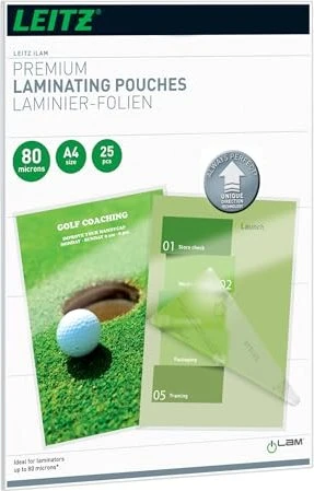 LEITZ A4 Laminiertaschen, 80 Mic - 25 Stück, 25 Stück