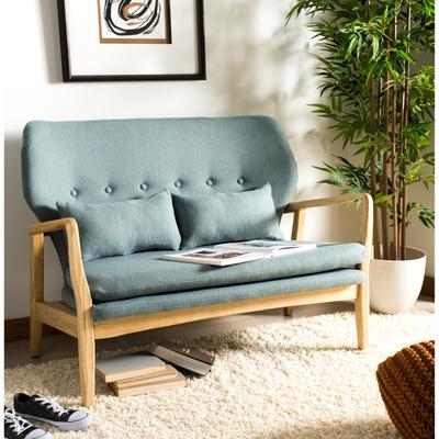"SAFAVIEH Ellaria 43.3-Inch Wood Sofa, Blue, Scandinavian - 31"" W x 43"" D x 34"" H"