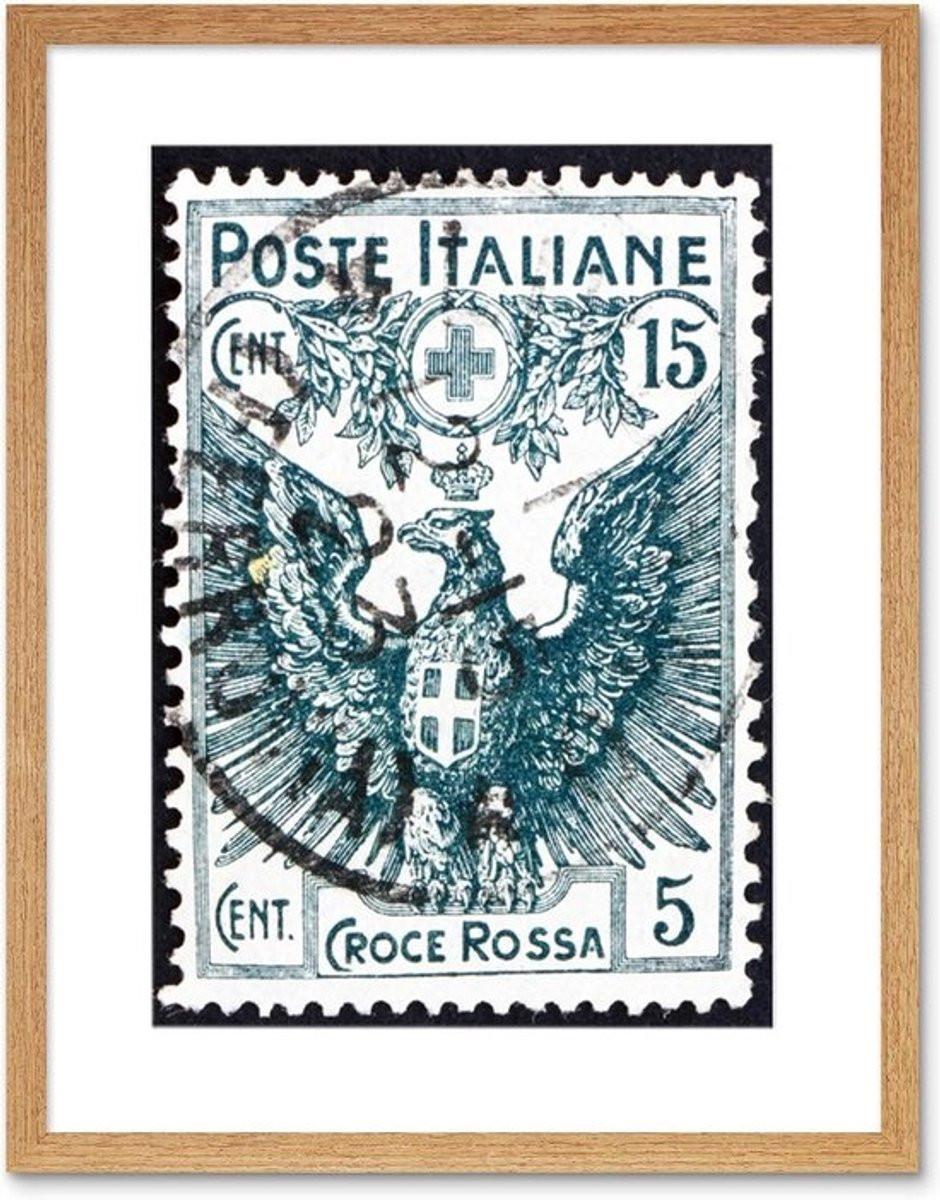 Vintage Postzegel Italië Illustratie Ingelijste Wanddecoratie Kunstprint