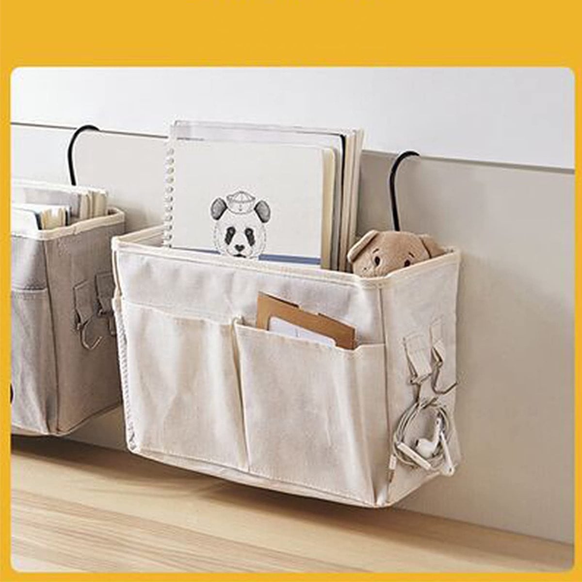 Dailygoods Nachtkastje Opbergzak - Hangend Bedopbergvak van Katoenen Linnen