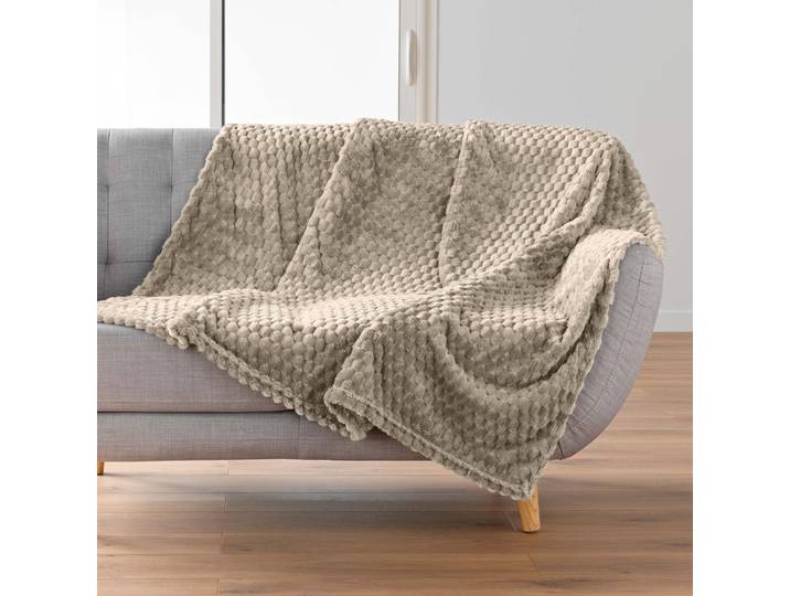 Plaid polaire cocooning 125x150 taupe Mini Frosty