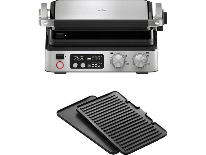 Braun Kontaktgrill MultiGrill 7 CG 7040 - 3 Kochpositionen, bis 230°C, 12 Burger Patties, 2000 W, Spülmaschinenfeste Platten + individuell temperierbar