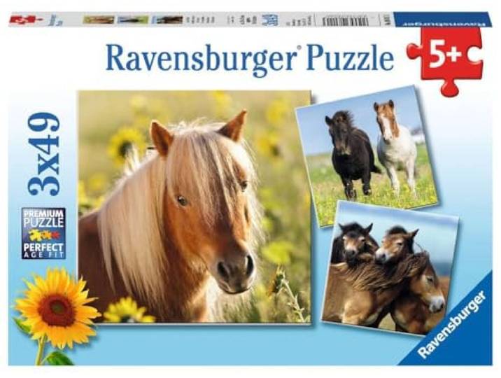 Ravensburger puzzel Schattige Pony's - 3x49 stukjes - kinderpuzzel