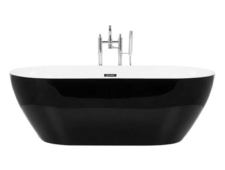 Stilvolle Acryl Badewanne oval freistehend schwarz mit Überlauf 150x75cm Carrera