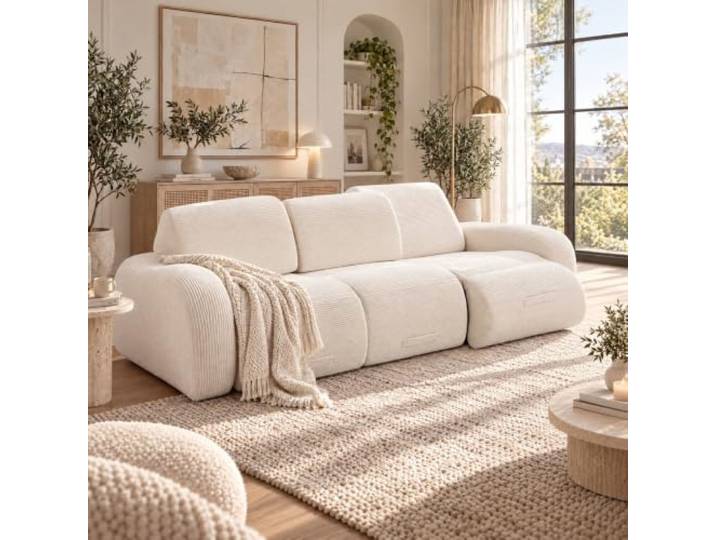 XINGNING Modulares Sofa mit Schlaffunktion, Cord, 3-Sitzer (Beige + Corduroy + 3 Seat)