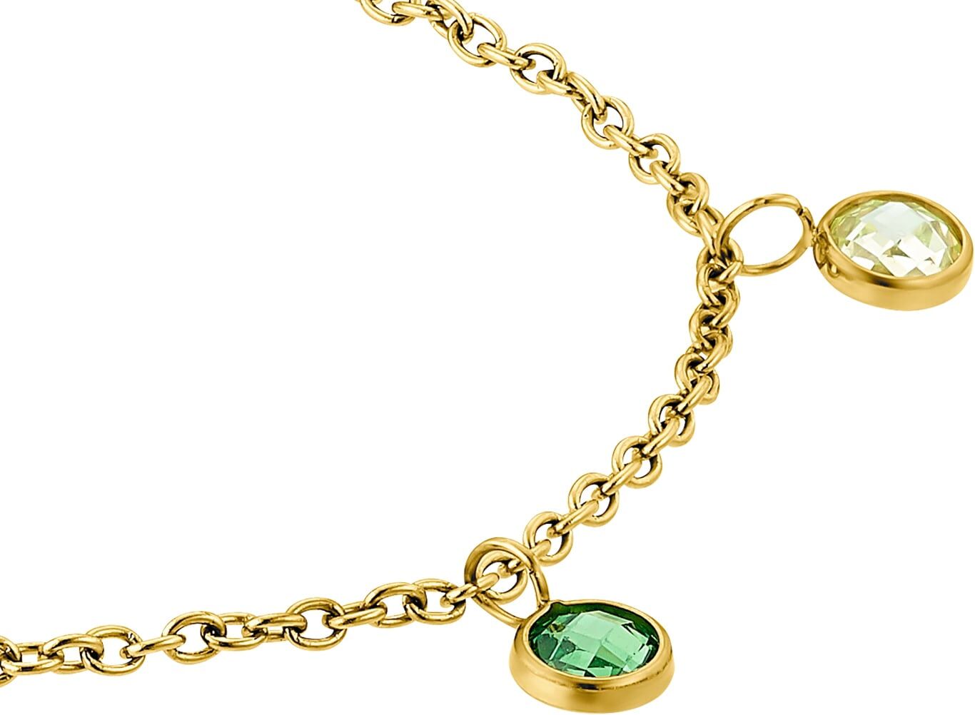 Armband AMOR "2034266, 2034271", gold (gelbgoldfarben, grün, grün), Armbänder, Damen, 19cm, Edelstahl, Armband, mit Zirkonia (synth.) gelbgoldfarben, grün, grün 19cm, Edelstahl