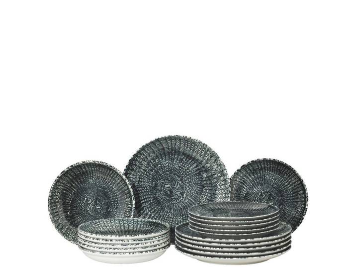 Thomas Tellerset Sandora - Darkblue, Dunkelblau, Keramik, 18-teilig, 33.8x32.3x34 cm, Essen & Trinken, Geschirr, Geschirr-Sets, Teller-Sets