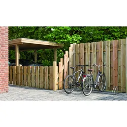 Sichtschutzzaun Frankfurt 180 x 150 cm – Bohlenzaun aus druckimprägniertem Kiefer, grün – stabiler Bretterzaun – Holz-Sichtschutz für Garten