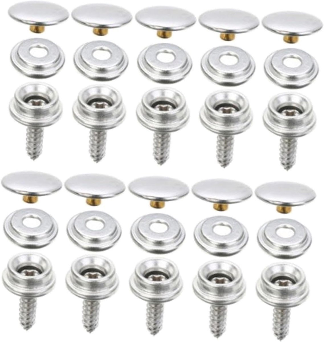 Drukknopen Set voor Meubels Bekleden - Roestvrij Staal - 15 mm - Zilver