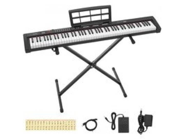 VEVOR Digitalpiano mit 88 Tasten Halbgewichtet E-Piano mit Ständer für Anfänger und Fortgeschrittene, 128 Klänge, 128 Rhythmen, HiFi-Stereolautsprecher, 3,5-mm-Kopfhörerbuchse, Sustain-Pedal