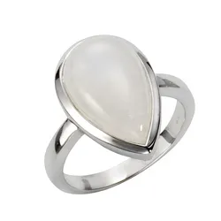 Jamelli Ring Silber 925 rhodiniert mit echtem Rainbow Mondstein 17x10,5mm