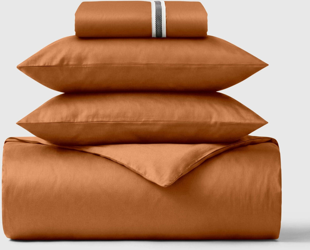 Bedable 100% Cotton Sateen 460 Thread Count 4-Piece Bedding Set Orange Single