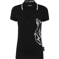 PLEIN SPORT Kurzarm-Poloshirt GLITTER, Größe XS in Schwarz 02