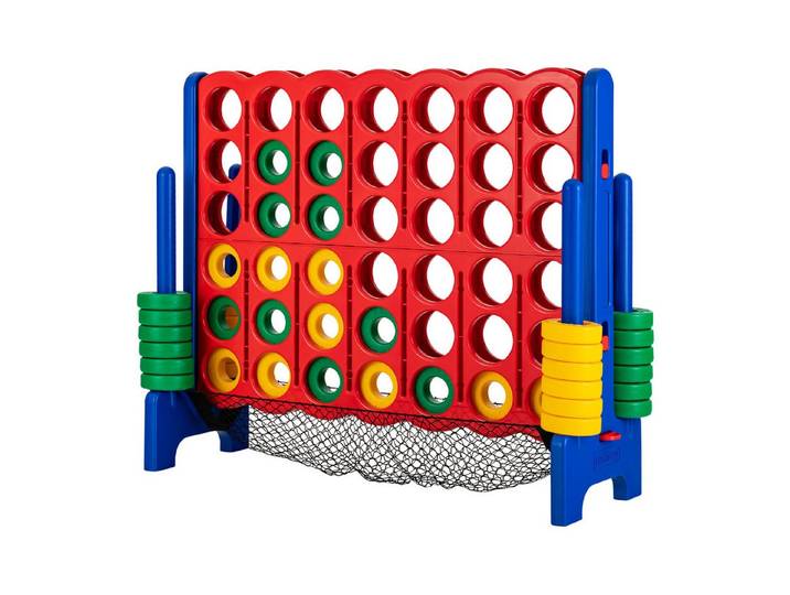 COSTWAY Spiel Riesiges 4 Gewinnt Spielset, inkl. 42 Jumbo Ringen und Schieberegler