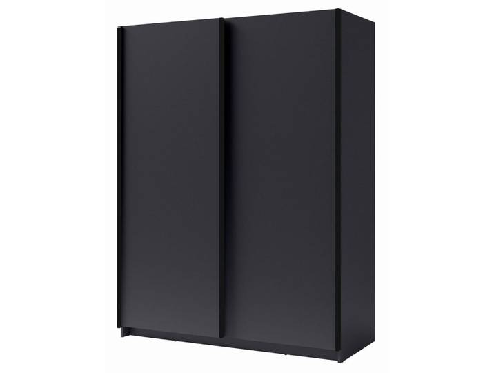 Feldmann-Wohnen Schwebetürenschrank Gozo Graphit 150 / 62 / 198cm, Grau, Schwarz, 4 Fächer, Rechteckig, 150x198x62 cm, Schlafzimmer, Kleiderschränke, Schwebetürenschränke