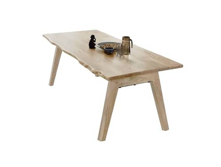 SAM Esstisch Nelly 120x80 cm Akazie natur Baumkante A-Holzgestell Baumkantentisch massiv, Akazienholz naturfarben, pflegeleichter Holztisch