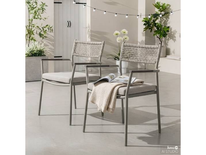 Chaises de n Kiran - Lot de 2 Polyester Gris/Gris 58 x 82 x 60cm