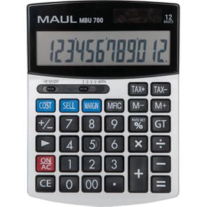Maul Taschenrechner MBU 700, mit MwSt-Berechnung, 12-stelliges LC-Display, Solar- & Batteriebetrieb