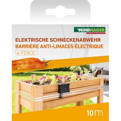 Elektrischer Schneckenzaun WINDHAGER "elektrisch inkl. 10 m Barrierestreifen, Schneckenabwehr e-FENCE", braun (schwarz), B:10cm H:11cm, Tierfernhaltegeräte, für Hochbeete, Schneckenband selbsklebend