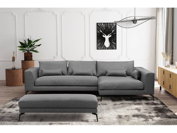 Polsterhocker 163 x 46 x 62cm Grau Webstoff Mavie: Basalt