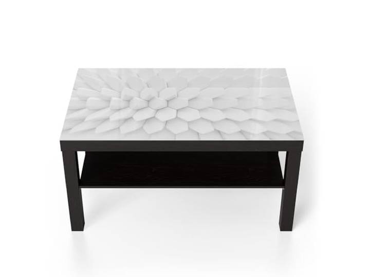 DEQORI Glastisch schwarz groß 90x50 cm Motiv Hexagonale Harmonie ausgefallener Beistelltisch aus Glas Hochglanz Couchtisch fürs Wohnzimmer moderner Couch Tisch mit Design