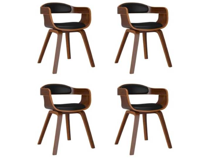 Tmriohed 4er Set Esszimmerstühle Schwarz Bugholz Polsterstuhl Ergonomische Küchenstühle mit Schaumstoff-Polsterung und Kunstleder-Bezug für Esszimmer, Restaurant und Besprechungsraum.