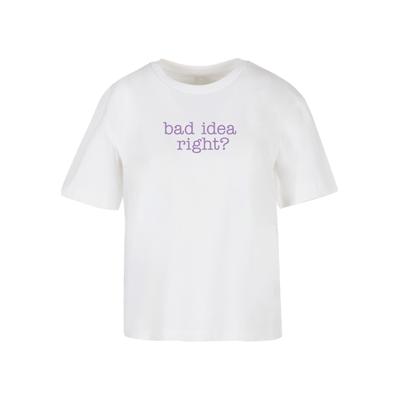 T-Shirt MISS TEE "Miss Tee Bad Idea Tee", Damen, Gr. S, weiß, 100% Baumwolle, bedruckt, oversize, Rundhals, Shirts T-Shirt