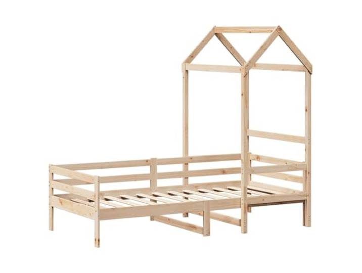 KTHLBRH Dormeuse mit Dach 80 x 200 cm aus massivem Kiefernholz Mit Seitentür, Lattenrost, Stauraum, Schlafzimmer