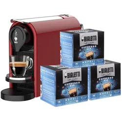 Bialetti Macchina Caffe' Gioia Plus Rosso Include, Kapselmaschine, Schwarz, Rot, Silber