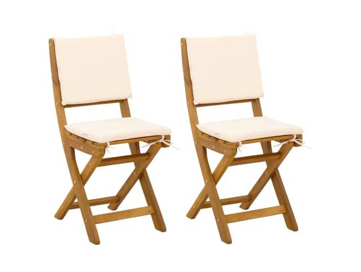 FDSAQOPT Außen Bistro-Stühle 2 STK. Cremeweiß Massivholz Akazie Rustikales Design, klappbar, geölte Oberfläche, manuell verstellbar, leicht zu reinigen, wetterbeständig