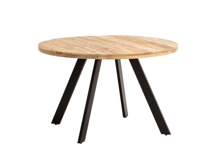 Mid.you Esstisch, Braun, Holz, Mangoholz, massiv, rund, konisch, 120x76x120 cm, Esszimmer, Esstische, Holztisch, Massivholztische