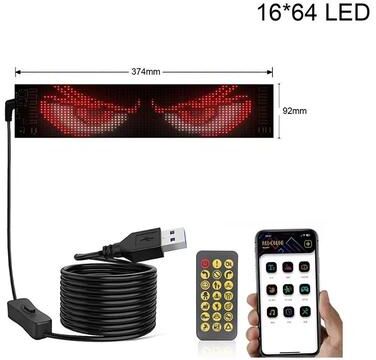 Inspired Finds RGB LED Matrix Pixel Panel For Car And Truck With Bluetooth App Control 16x64 Led 3.54x14.57in
