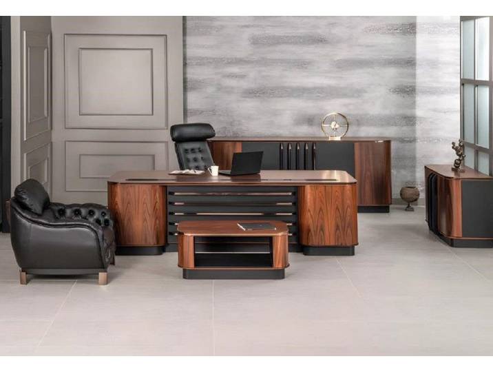 Xlmoebel Büromöbel-Set Büromöbel-Set aus Holz mit Schreibtisch, Aktenschränken und Stühlen, (Schreibtisch+Stuhl+Couchtisch+Konsole+Sessel), Hergestellt in Europa