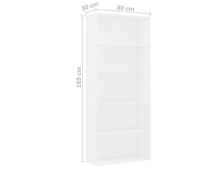Bibliothèque VINGVO - Blanc - 5 étagères - 80x30x189 cm - Aggloméré