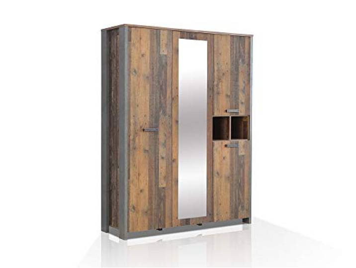 moebel-eins Cassia Kleiderschrank, Material Dekorspanplatte, Old Wood Vintage/betonfarbig
