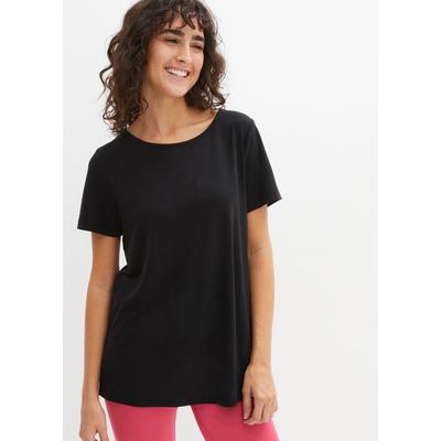 T-Shirt BONPRIX, Damen, Gr. 44/46 (L), schwarz, Obermaterial: 64% Polyester, 32% Viskose, 4% Elasthan, loose fit, Shirts T-Shirt, Loose Fit, Kurzarm-Design, für sportliche Aktivitäten