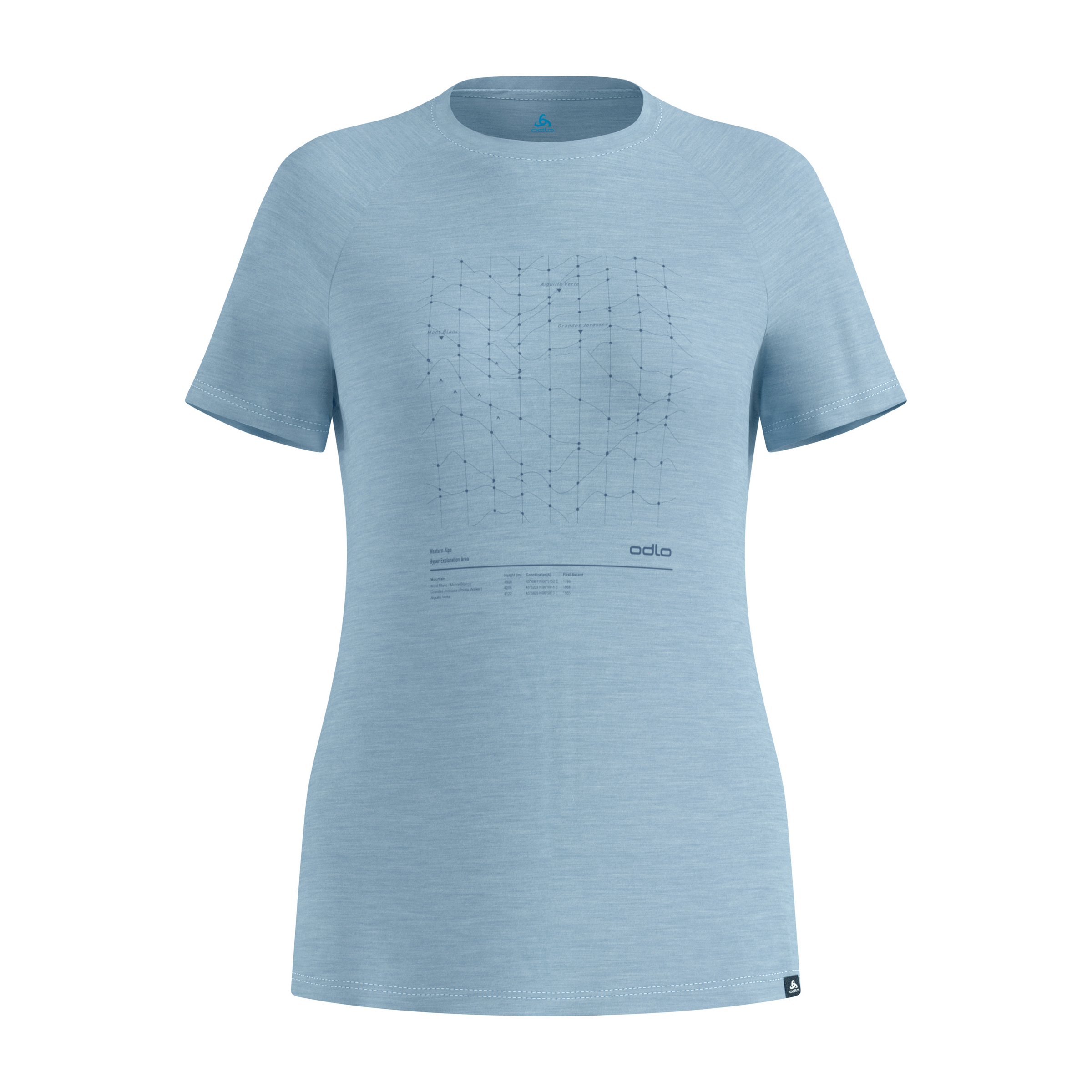 Odlo Merino Tencel Hyper Map Damen T-Shirts blau Größe XS Camping Hautfreundlich Merinowolle | Lyocell (Tencel)